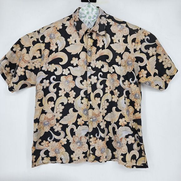 Tori Richard Shirt Mens Large Hawaiian Floral Cotton Button Up Short Sleeve - Picture 1 of 10